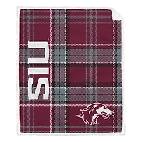 Pegasus Southern Illinois Salukis 50" x 60" Playmaker Plaid Ultra Cozy Sherpa Throw