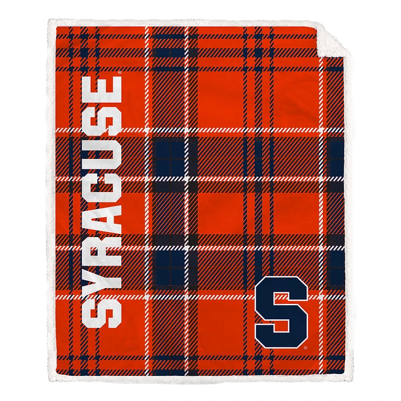 Pegasus Syracuse Orange 50" x 60" Playmaker Plaid Ultra Cozy Sherpa Throw