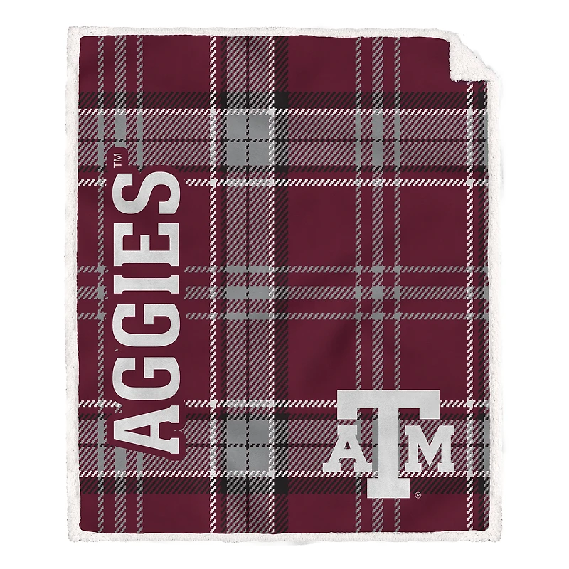 Pegasus Texas A&M Aggies 50" x 60" Playmaker Plaid Ultra Cozy Sherpa Throw