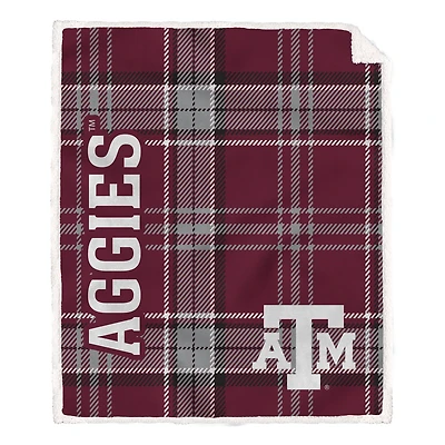 Pegasus Texas A&M Aggies 50" x 60" Playmaker Plaid Ultra Cozy Sherpa Throw