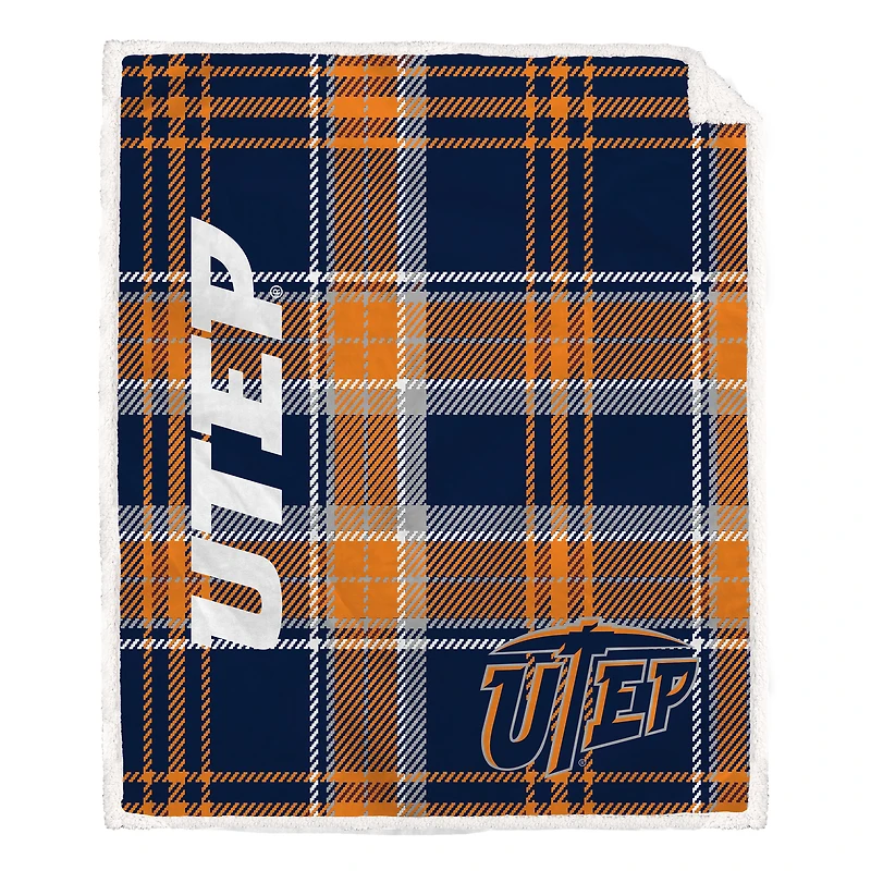 Pegasus UTEP Miners 50" x 60" Playmaker Plaid Ultra Cozy Sherpa Throw