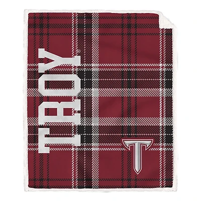 Pegasus Troy University Trojans 50" x 60" Playmaker Plaid Ultra Cozy Sherpa Throw