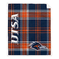 Pegasus UTSA Roadrunners 50" x 60" Playmaker Plaid Ultra Cozy Sherpa Throw
