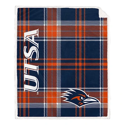 Pegasus UTSA Roadrunners 50" x 60" Playmaker Plaid Ultra Cozy Sherpa Throw