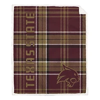 Pegasus Texas State Bobcats 50" x 60" Playmaker Plaid Ultra Cozy Sherpa Throw