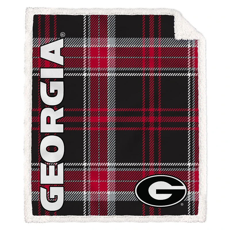 Pegasus Georgia Bulldogs 50" x 60" Playmaker Plaid Ultra Cozy Sherpa Throw
