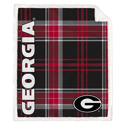 Pegasus Georgia Bulldogs 50" x 60" Playmaker Plaid Ultra Cozy Sherpa Throw