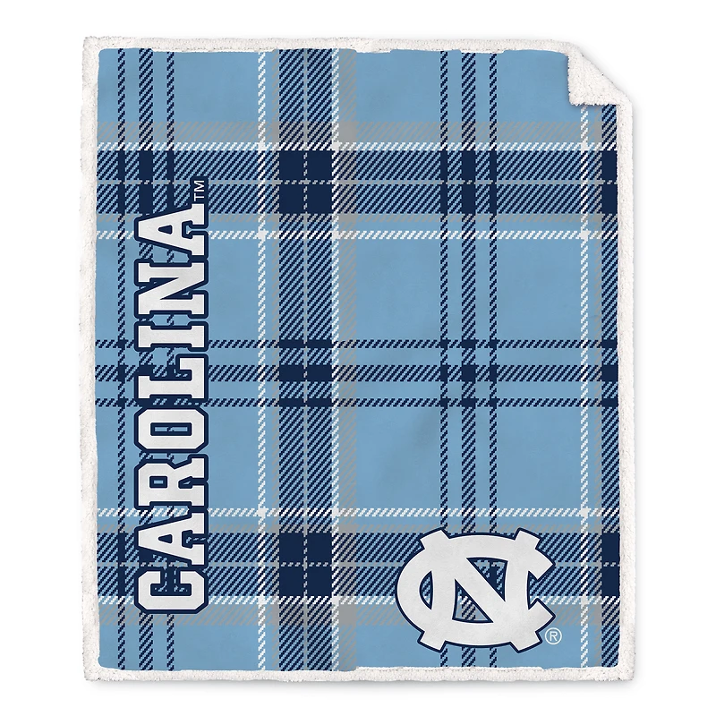 Pegasus North Carolina Tar Heels 50" x 60" Playmaker Plaid Ultra Cozy Sherpa Throw