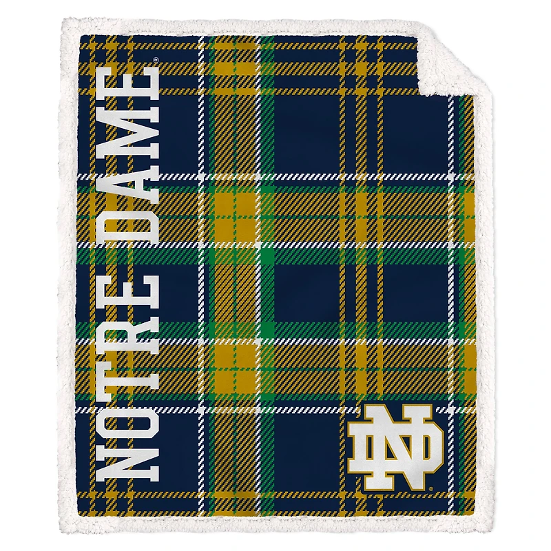 Pegasus Notre Dame Fighting Irish 50" x 60" Playmaker Plaid Ultra Cozy Sherpa Throw