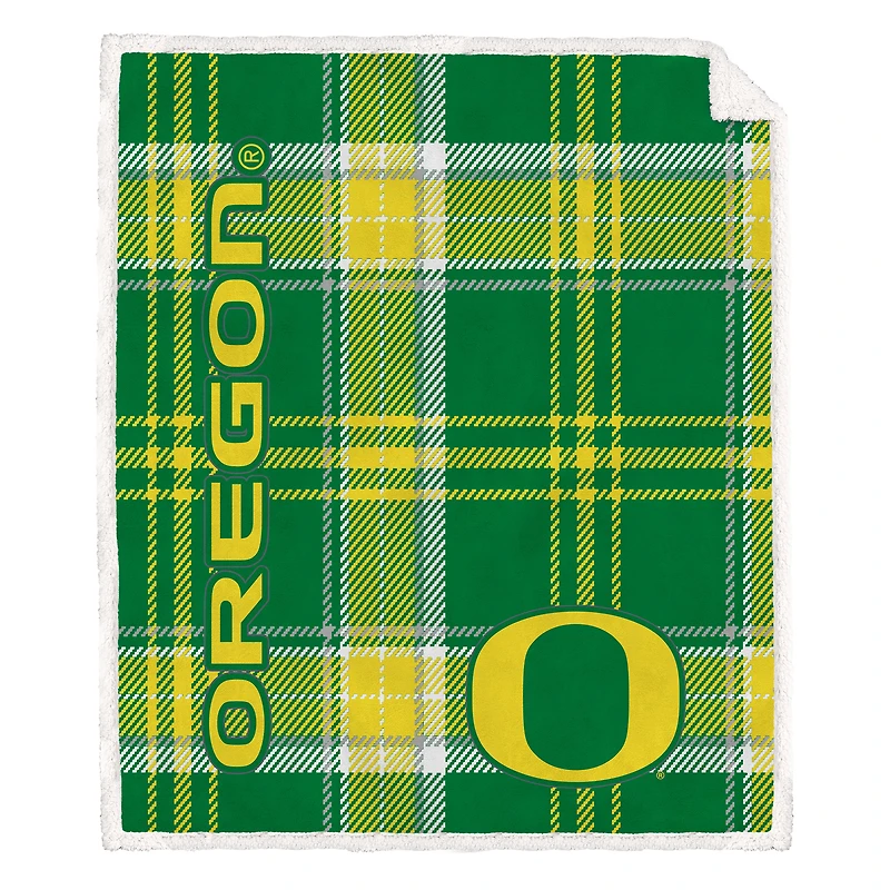 Pegasus Oregon Ducks 50" x 60" Playmaker Plaid Ultra Cozy Sherpa Throw