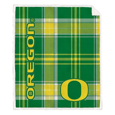 Pegasus Oregon Ducks 50" x 60" Playmaker Plaid Ultra Cozy Sherpa Throw