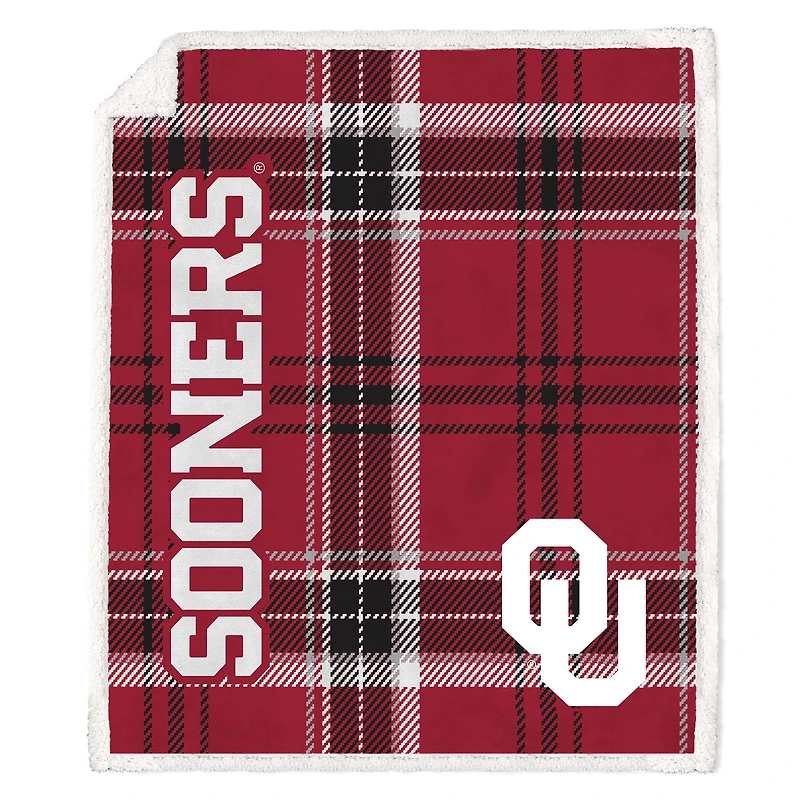 Pegasus Oklahoma Sooners 50" x 60" Playmaker Plaid Ultra Cozy Sherpa Throw