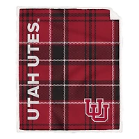 Pegasus Utah Utes 50" x 60" Playmaker Plaid Ultra Cozy Sherpa Throw