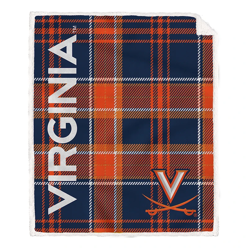 Pegasus Virginia Cavaliers 50" x 60" Playmaker Plaid Ultra Cozy Sherpa Throw