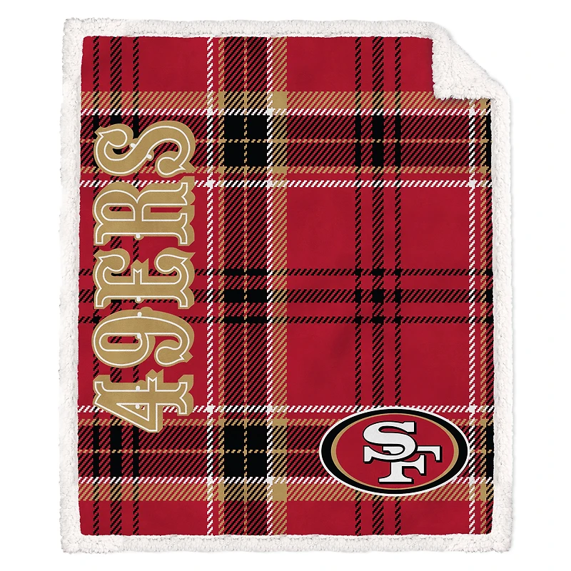 Pegasus San Francisco 49ers 50" x 60" Playmaker Plaid Ultra Cozy Sherpa Throw