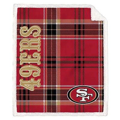 Pegasus San Francisco 49ers 50" x 60" Playmaker Plaid Ultra Cozy Sherpa Throw