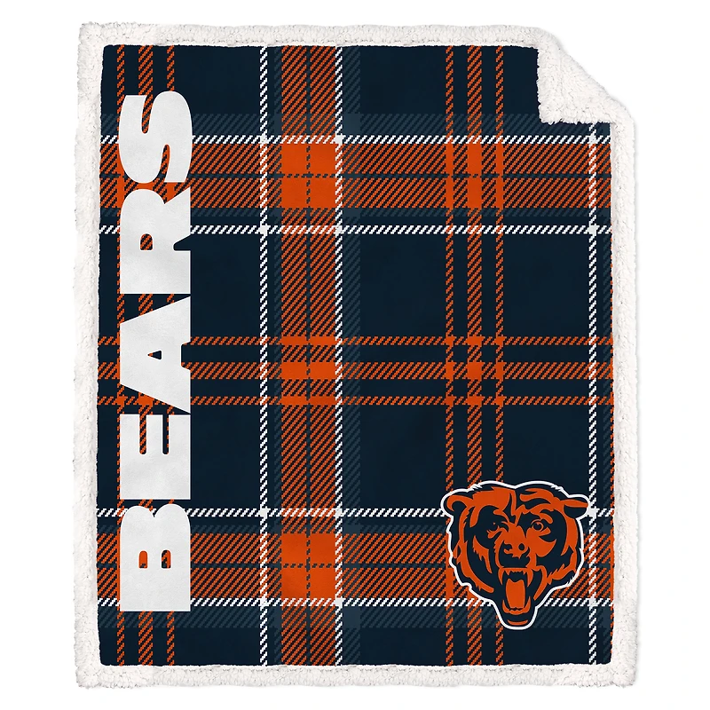 Pegasus Chicago Bears 50" x 60" Playmaker Plaid Ultra Cozy Sherpa Throw