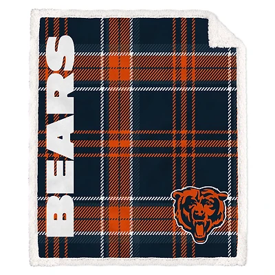 Pegasus Chicago Bears 50" x 60" Playmaker Plaid Ultra Cozy Sherpa Throw
