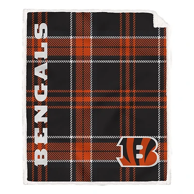 Pegasus Cincinnati Bengals 50" x 60" Playmaker Plaid Ultra Cozy Sherpa Throw