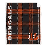 Pegasus Cincinnati Bengals 50" x 60" Playmaker Plaid Ultra Cozy Sherpa Throw