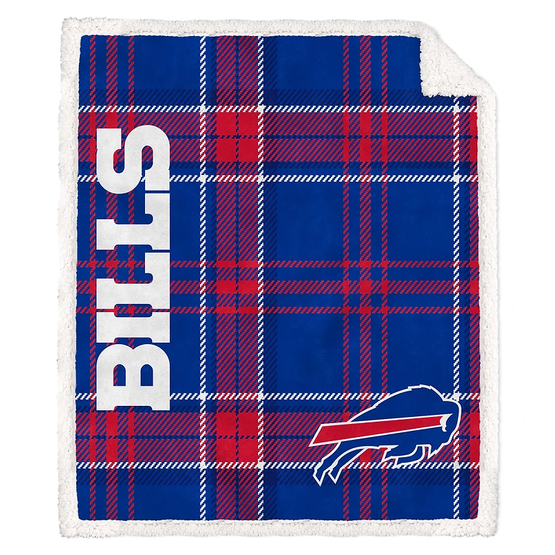 Pegasus Buffalo Bills 50" x 60" Playmaker Plaid Ultra Cozy Sherpa Throw
