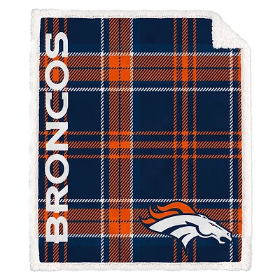 Pegasus Denver Broncos 50" x 60" Playmaker Plaid Ultra Cozy Sherpa Throw