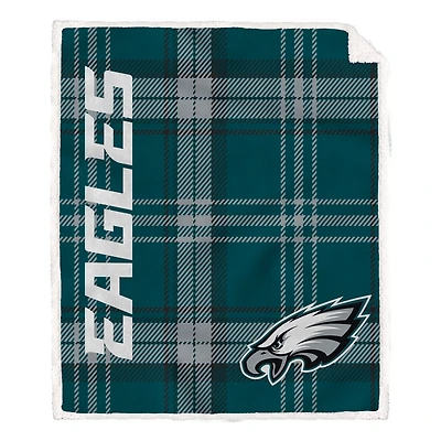 Pegasus Philadelphia Eagles 50" x 60" Playmaker Plaid Ultra Cozy Sherpa Throw