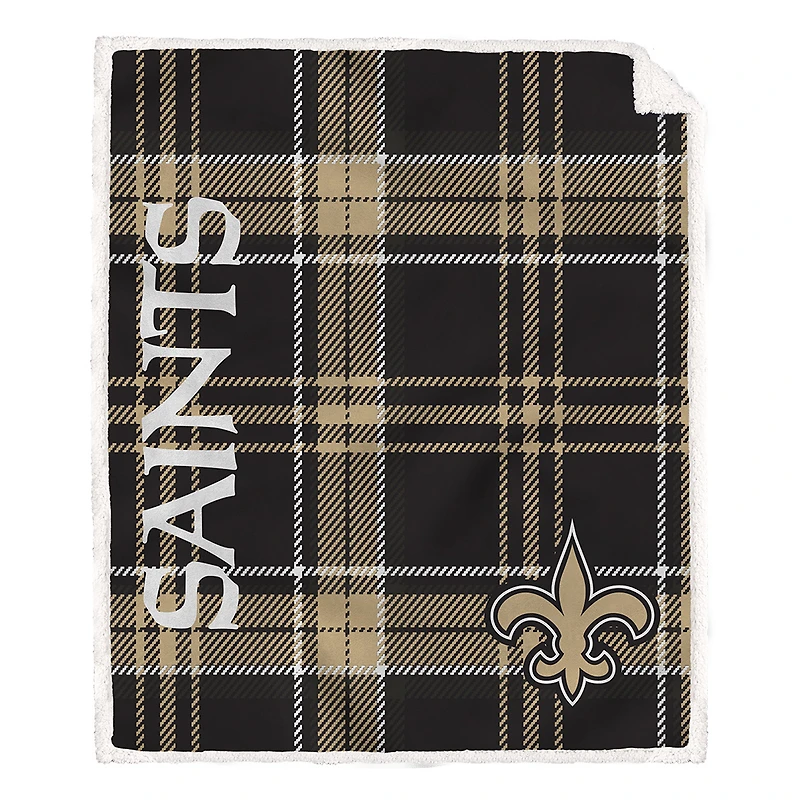 Pegasus New Orleans Saints 50" x 60" Playmaker Plaid Ultra Cozy Sherpa Throw