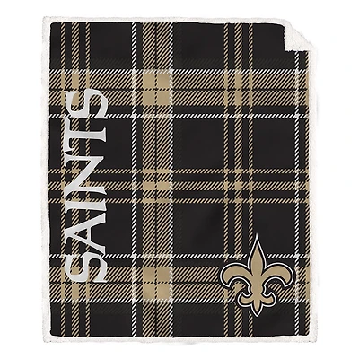 Pegasus New Orleans Saints 50" x 60" Playmaker Plaid Ultra Cozy Sherpa Throw