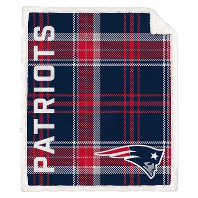 Pegasus New England Patriots 50" x 60" Playmaker Plaid Ultra Cozy Sherpa Throw