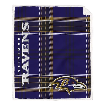 Pegasus Baltimore Ravens 50" x 60" Playmaker Plaid Ultra Cozy Sherpa Throw
