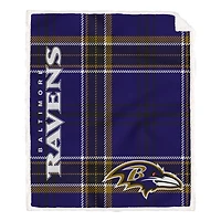 Pegasus Baltimore Ravens 50" x 60" Playmaker Plaid Ultra Cozy Sherpa Throw