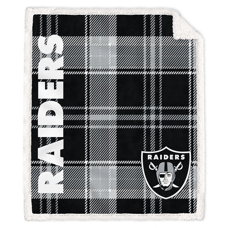 Pegasus Las Vegas Raiders 50" x 60" Playmaker Plaid Ultra Cozy Sherpa Throw