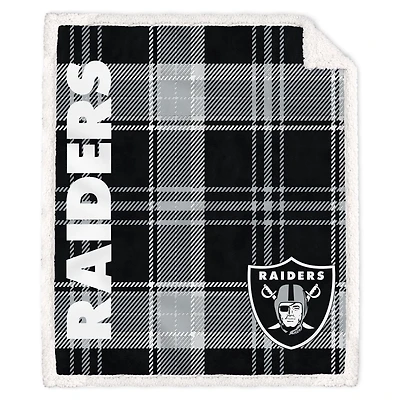 Pegasus Las Vegas Raiders 50" x 60" Playmaker Plaid Ultra Cozy Sherpa Throw