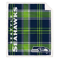 Pegasus Seattle Seahawks 50" x 60" Playmaker Plaid Ultra Cozy Sherpa Throw