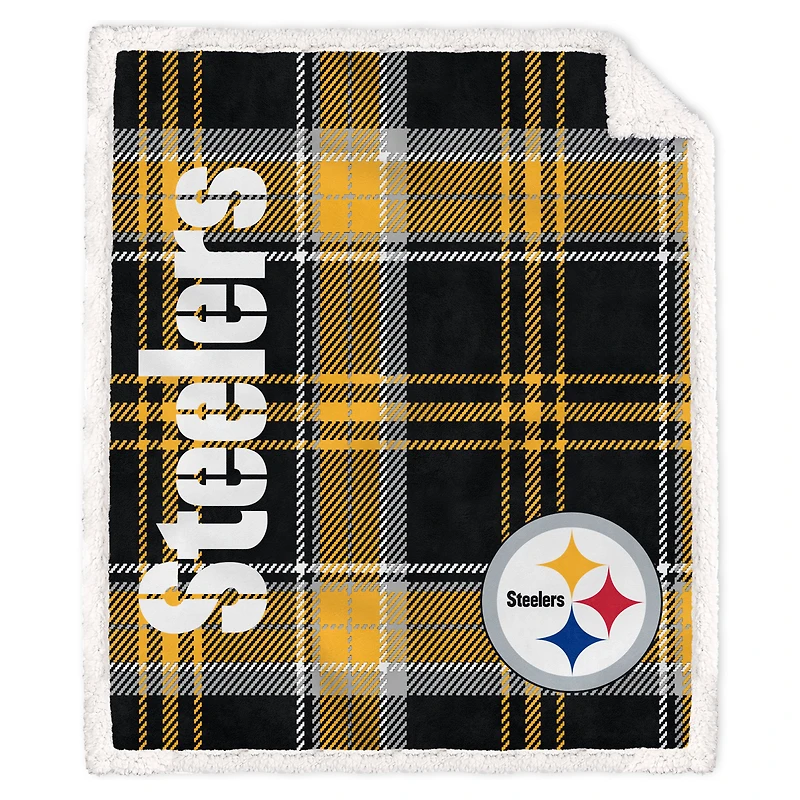 Pegasus Pittsburgh Steelers 50" x 60" Playmaker Plaid Ultra Cozy Sherpa Throw