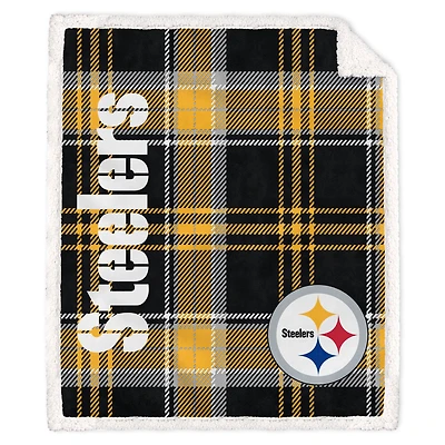 Pegasus Pittsburgh Steelers 50" x 60" Playmaker Plaid Ultra Cozy Sherpa Throw