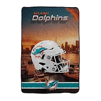 Pegasus Miami Dolphins 66" x 95" Oversized Skyline Series Helmet Ultra Cozy Blanket
