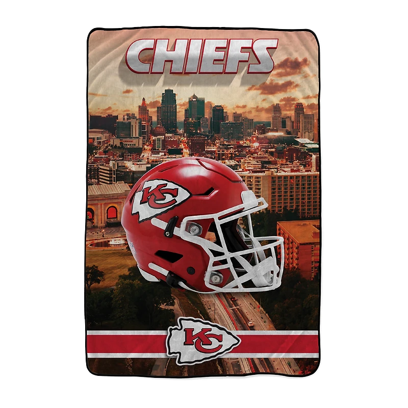 Pegasus Kansas City Chiefs 66" x 95" Oversized Skyline Series Helmet Ultra Cozy Blanket
