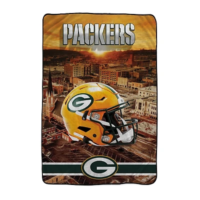 Pegasus Green Bay Packers 66" x 95" Oversized Skyline Series Helmet Ultra Cozy Blanket