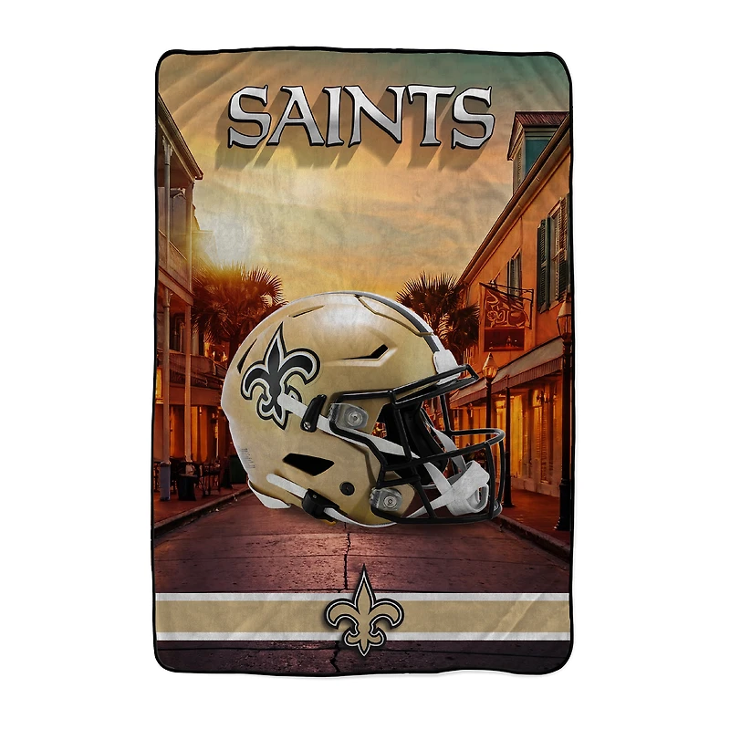 Pegasus New Orleans Saints 66" x 95" Oversized Skyline Series Helmet Ultra Cozy Blanket