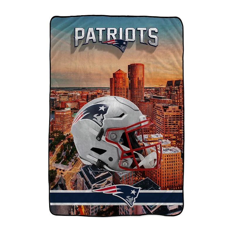 Pegasus New England Patriots 66" x 95" Oversized Skyline Series Helmet Ultra Cozy Blanket