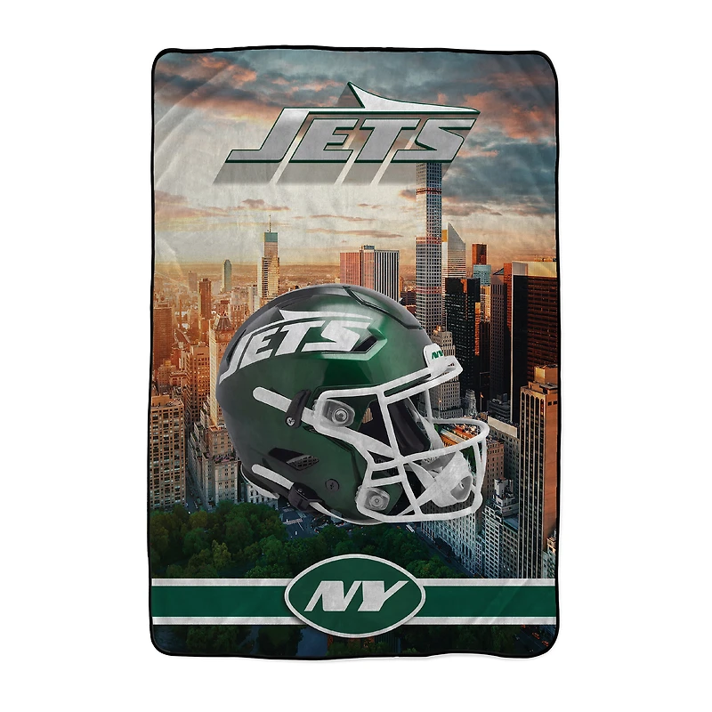 Pegasus New York Jets 66" x 95" Oversized Skyline Series Helmet Ultra Cozy Blanket