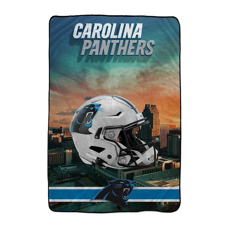 Pegasus Carolina Panthers 66" x 95" Oversized Skyline Series Helmet Ultra Cozy Blanket