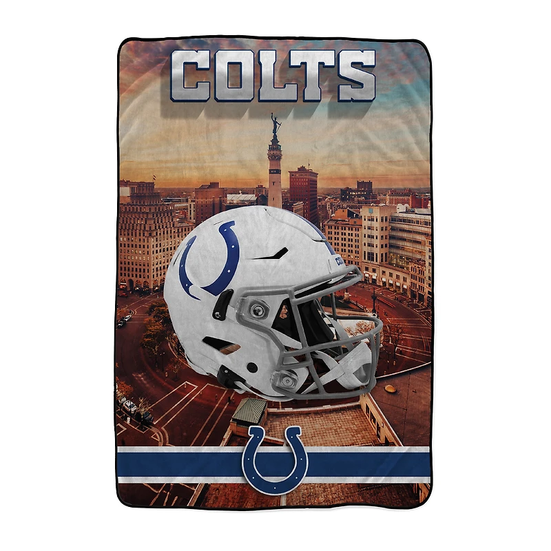 Pegasus Indianapolis Colts 66" x 95" Oversized Skyline Series Helmet Ultra Cozy Blanket