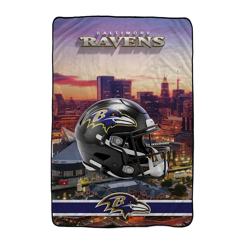 Pegasus Baltimore Ravens 66" x 95" Oversized Skyline Series Helmet Ultra Cozy Blanket