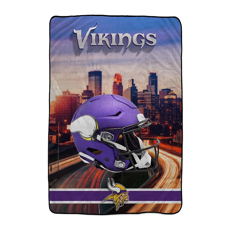 Pegasus Minnesota Vikings 66" x 95" Oversized Skyline Series Helmet Ultra Cozy Blanket