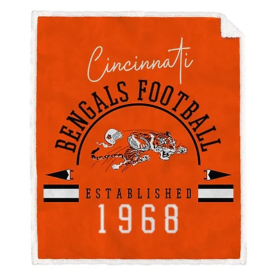 Pegasus Cincinnati Bengals 60" x 70" Vintage Established Ultra Cozy Sherpa Blanket