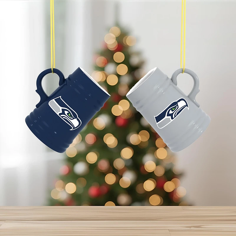 Seattle Seahawks Two-Pack 3" Mini Stein Ornament Set