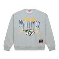 Women's Mitchell & Ness  Heather Gray Nashville Predators Hockey Night Sweatshirt